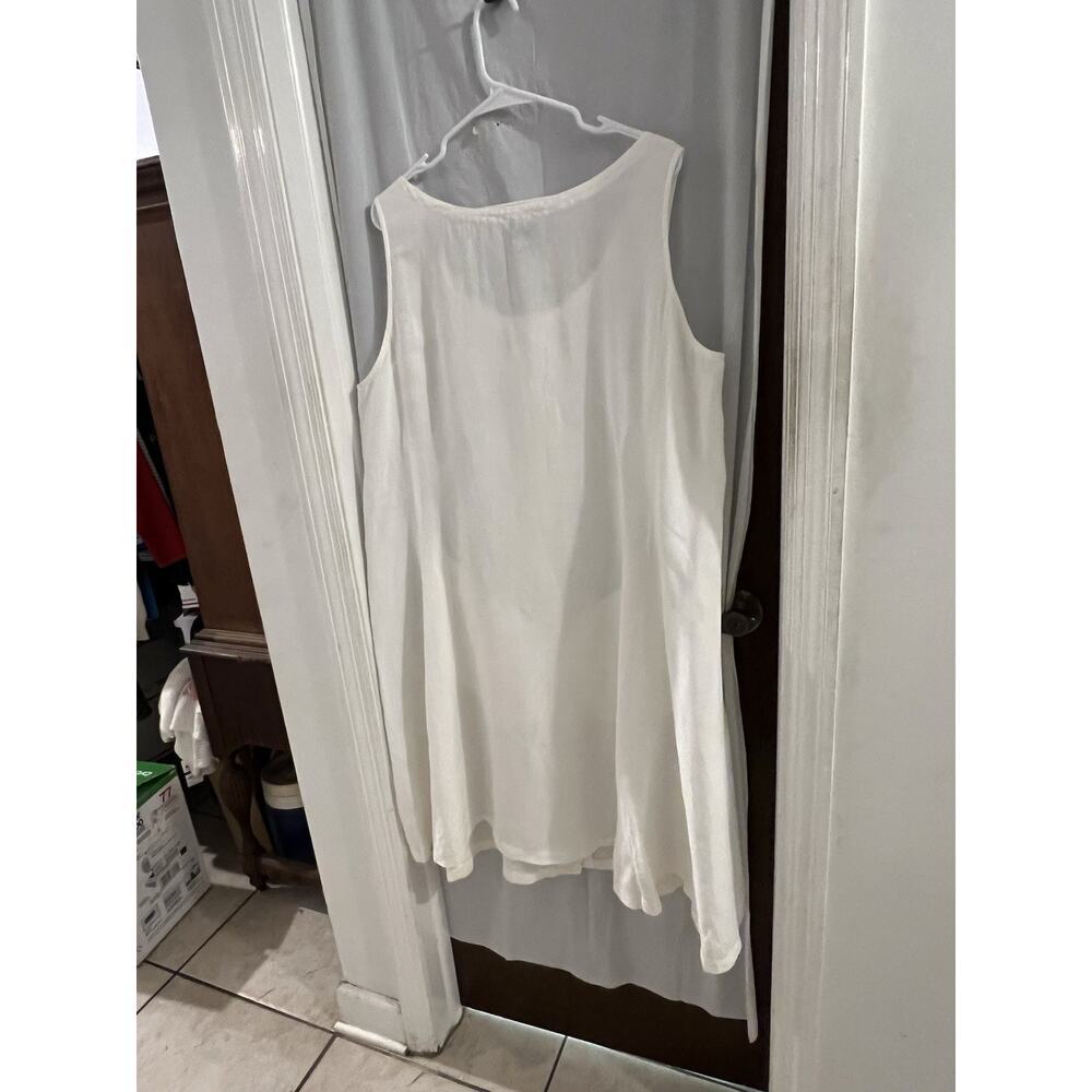 Eileen Fisher White Linen Midi overall jumper Shirt Dress Sz Xl Beach Lagenlook - Picture 5 of 6